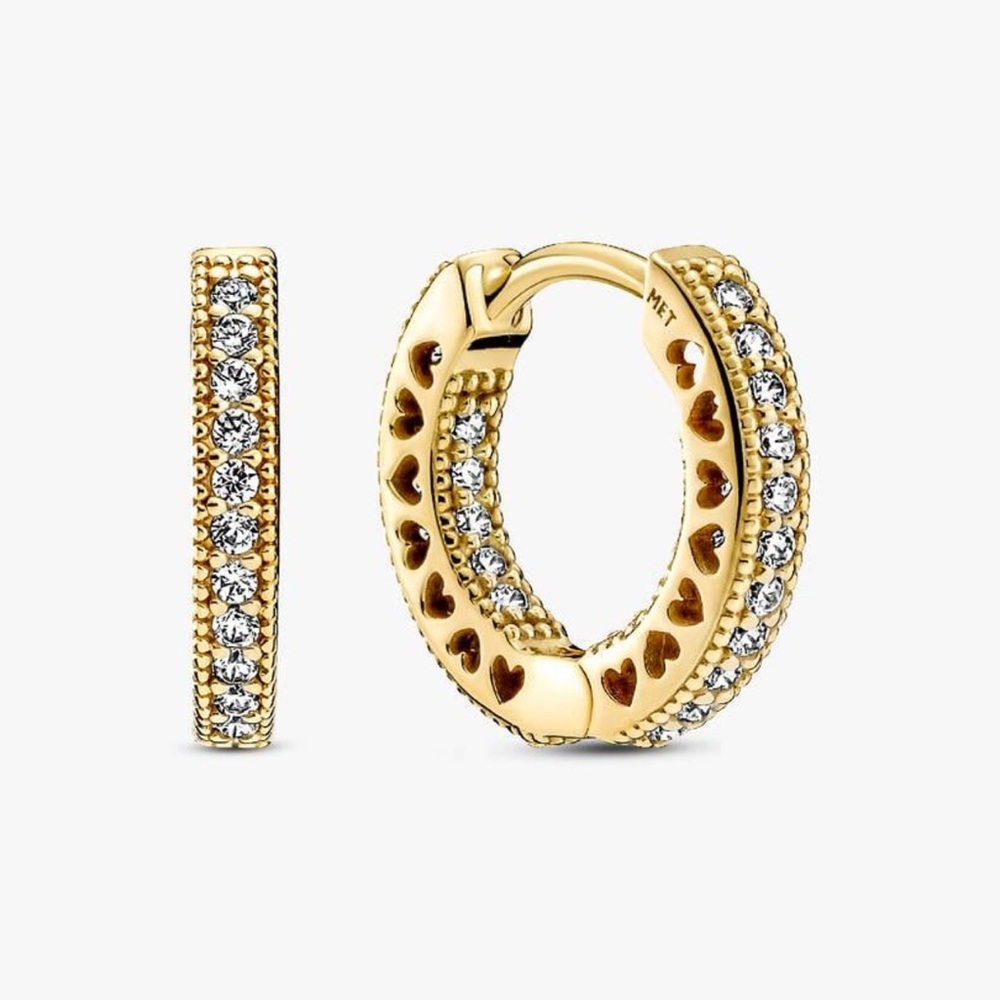 Pandora Gold Heart Hoop Earrings